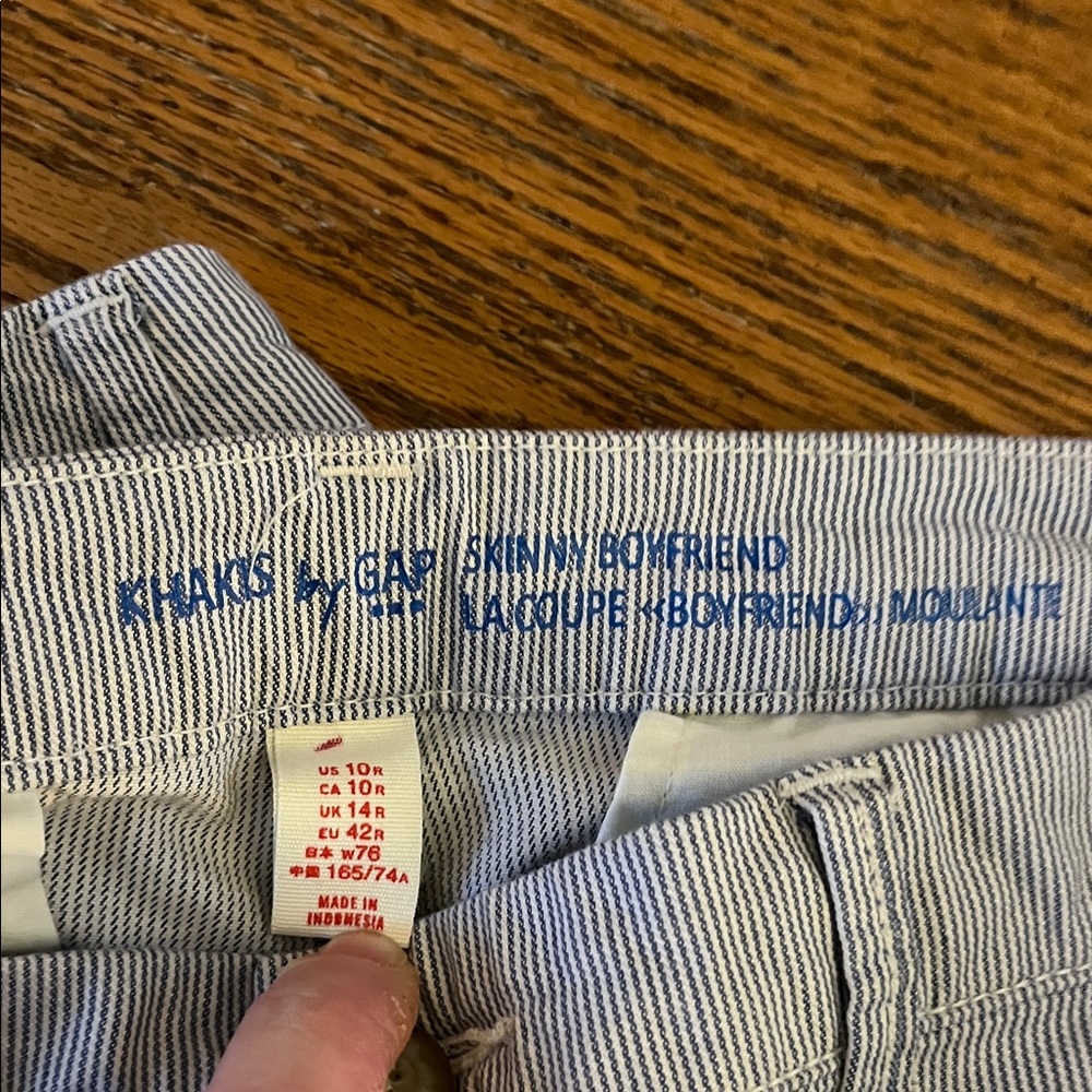 GAP Blue and White Striped Khakis